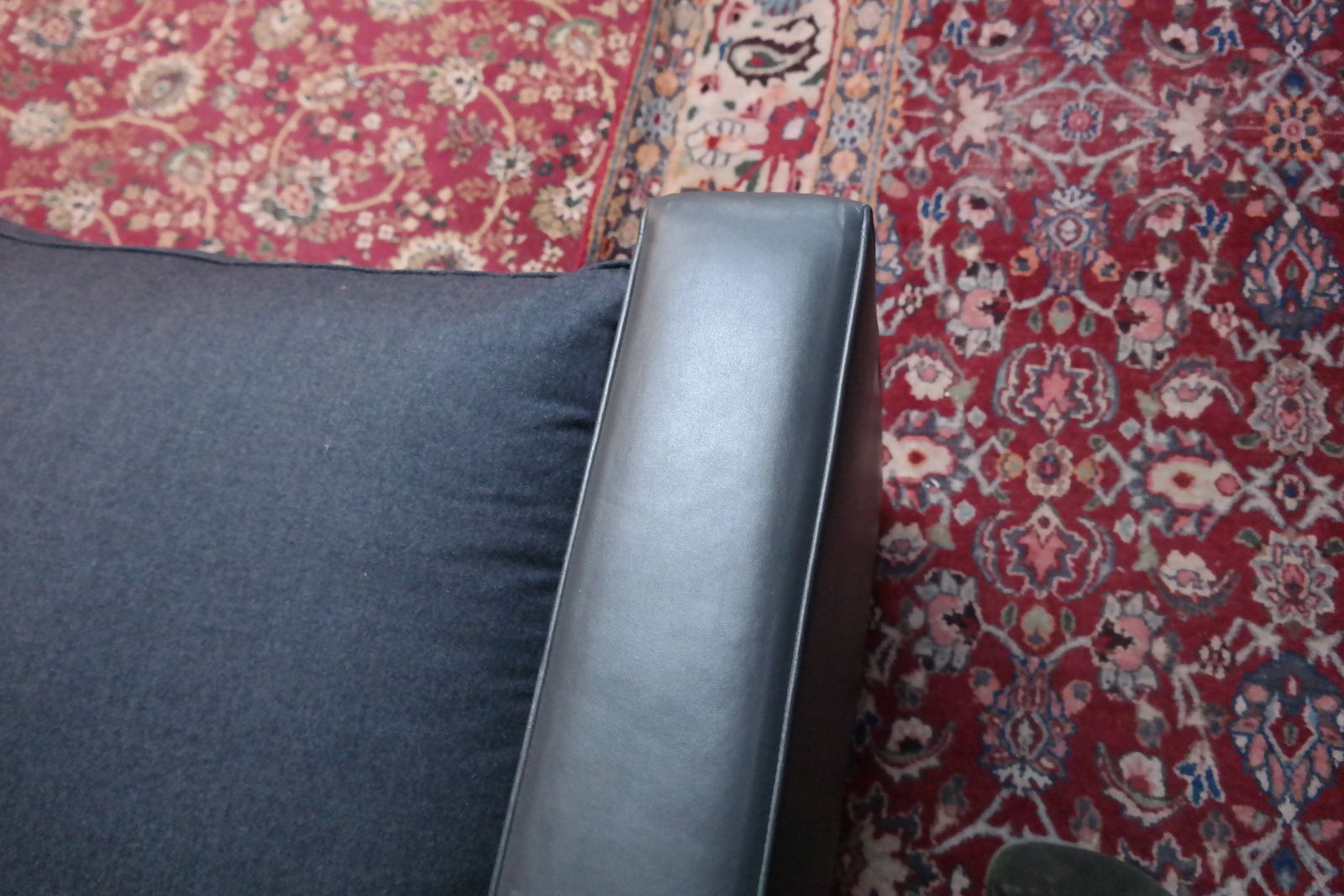 photo buy George Smith 7 Seater Large Corner Sofa Leather Wool Charcoal Grey Rrp£17000