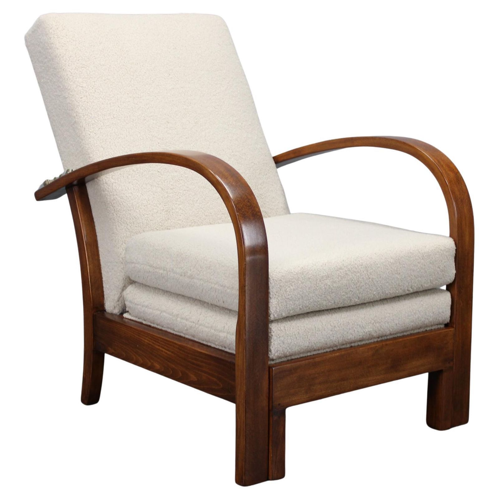 Convertible Art Deco Bouclé Armchair, Czechoslovakia, 1940s