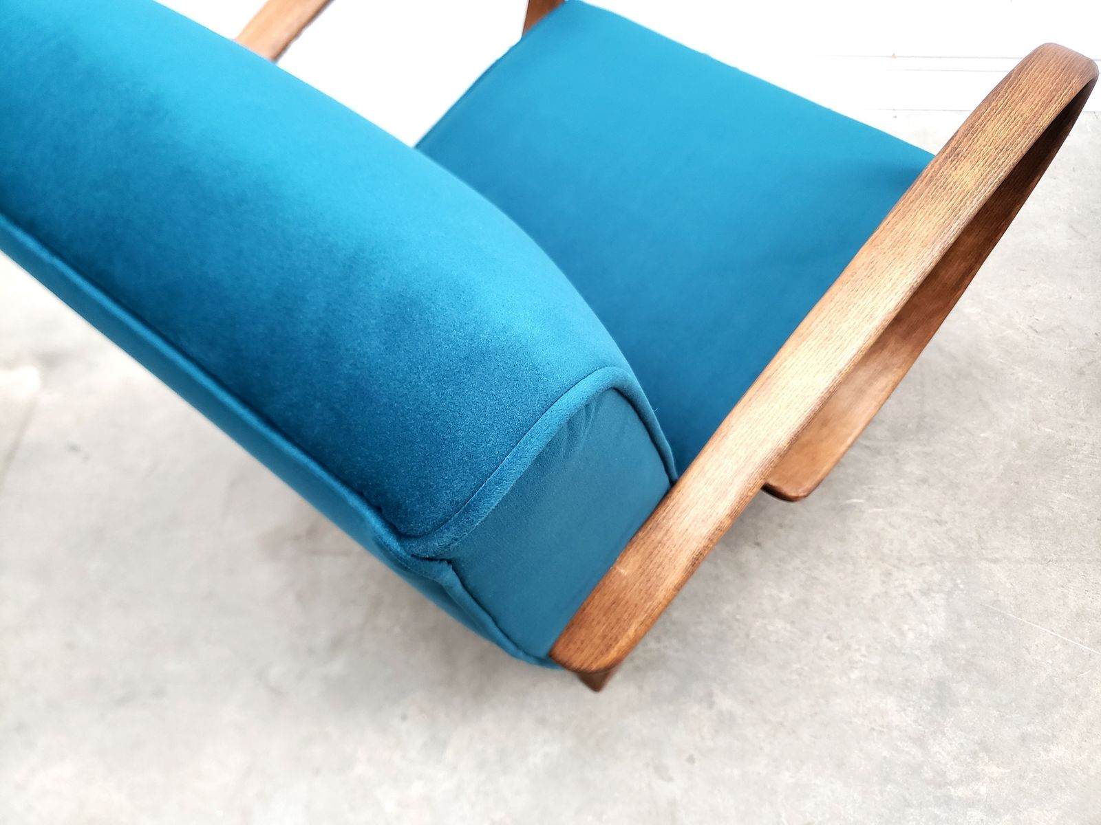 Set Of Two   1930 Jindrich Halabala Bentwood Armchairs, Luxury Teal Velvet photo 2400.0