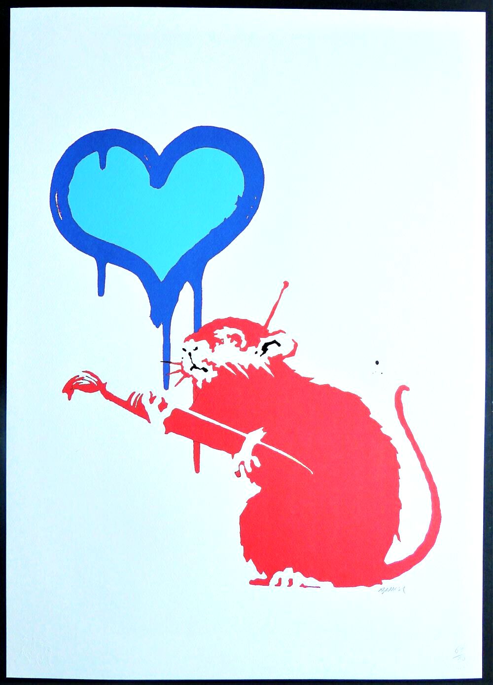 Banksy " Love Rat " Large Lithograph 50x70 Cm, Limited Edition