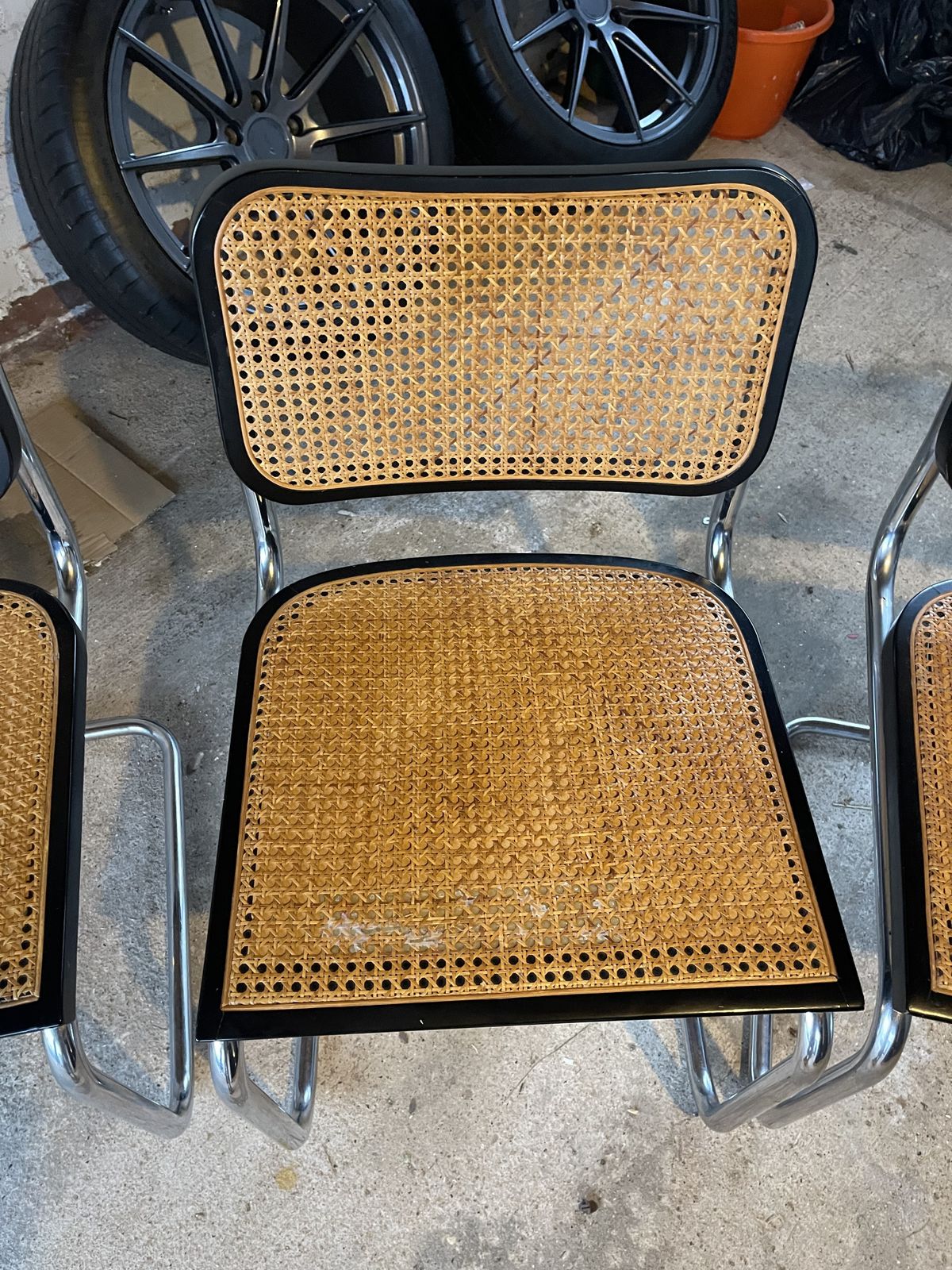 Set Of 6 Vintage Marcel Breuer Habitat Chairs – Cane & Chrome – Made In Italy (1970s) photo vintage