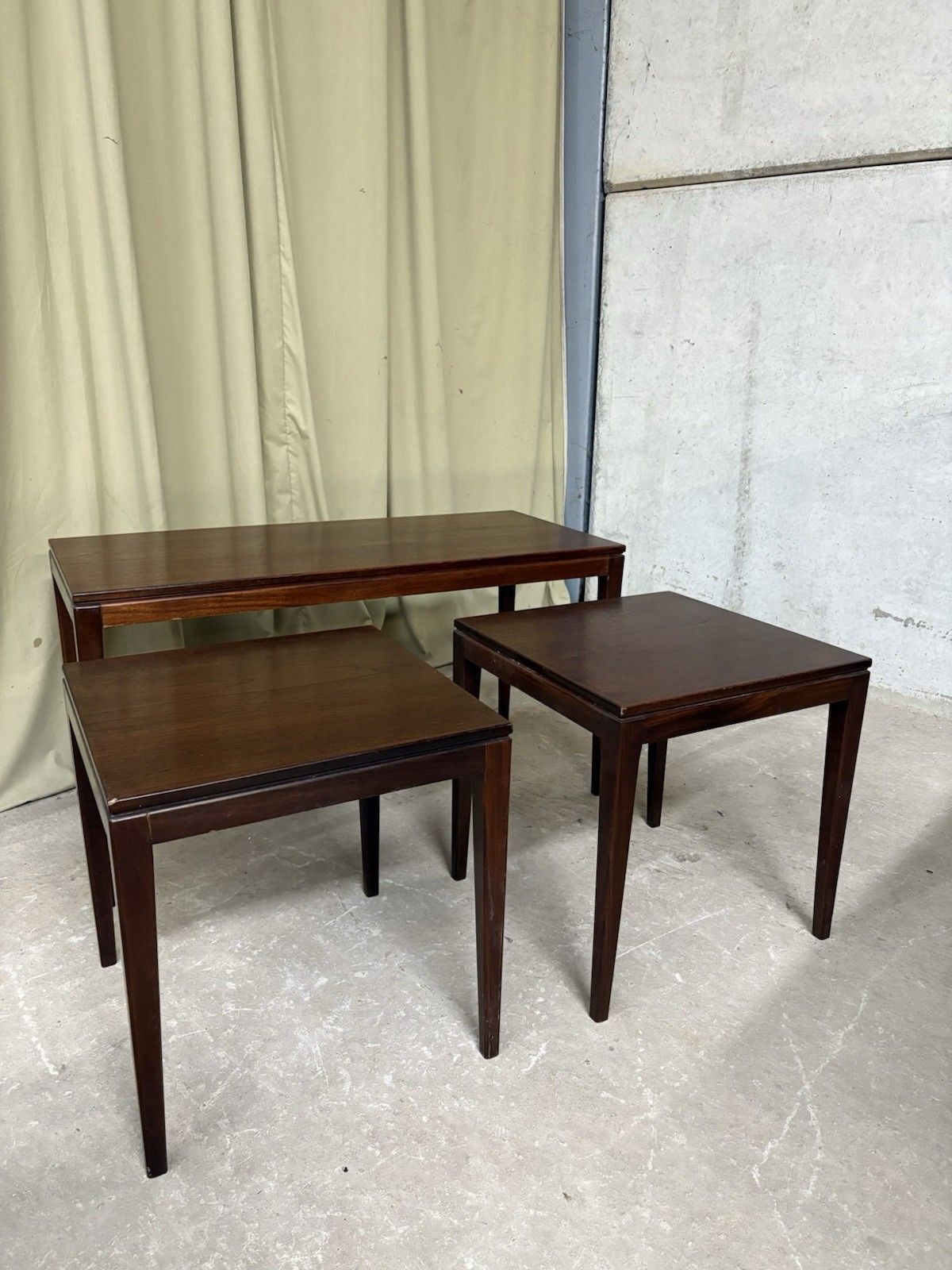 Vtg Mid Century Teak Nest Of Side Tables Scandi Danish Style Retro R1019 photo vinterior
