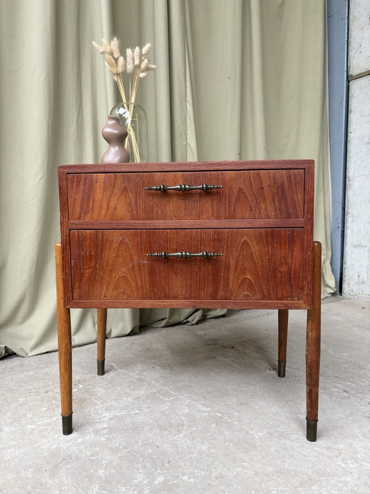 Vtg Mid Century Danish Teak Chest Of Drawers Bedside Scandi Retro R1020