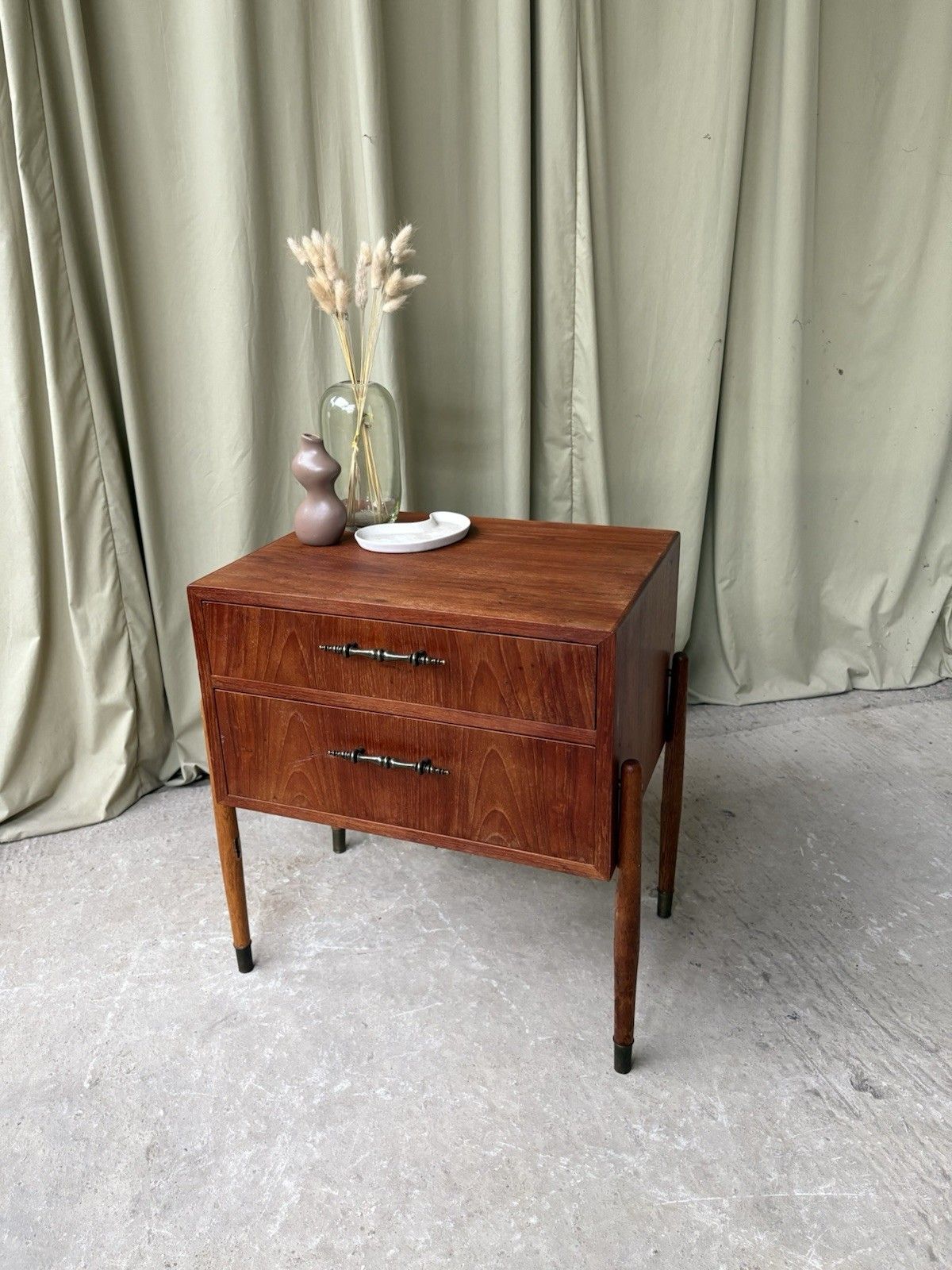 Vtg Mid Century Danish Teak Chest Of Drawers Bedside Scandi Retro R1020 photo for sale