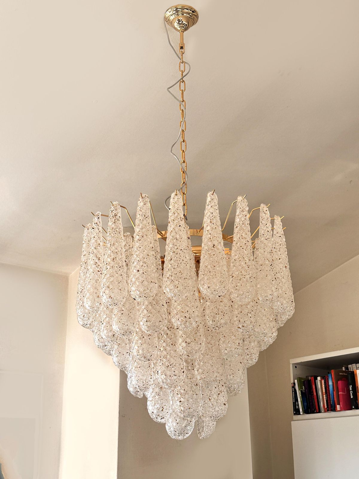 Mid Century Modern “Conchiglie” Murano Glass Gold Chandelier photo vinterior