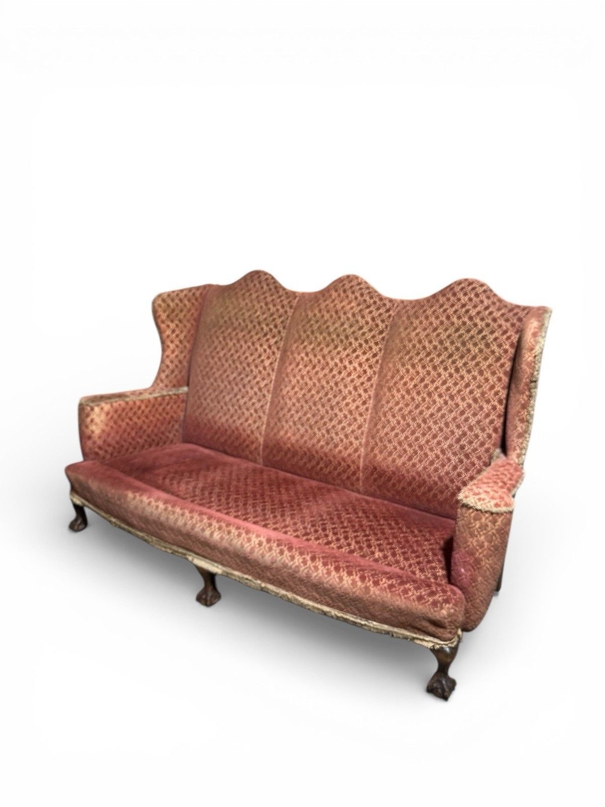 Antique Walnut Cammel Back Sofa Claw And Ball Feet Queen Anne Style C1910 Rare photo Furniture