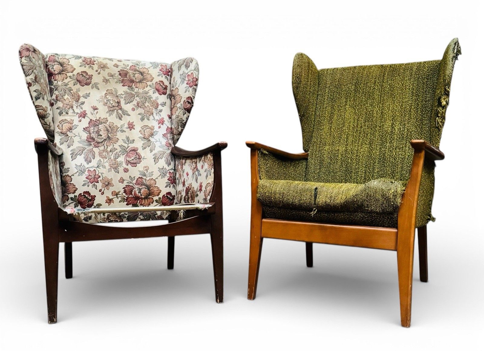 Two Mid Century Wing Back Beech Armchairs Parker Knoll And Cintique Project