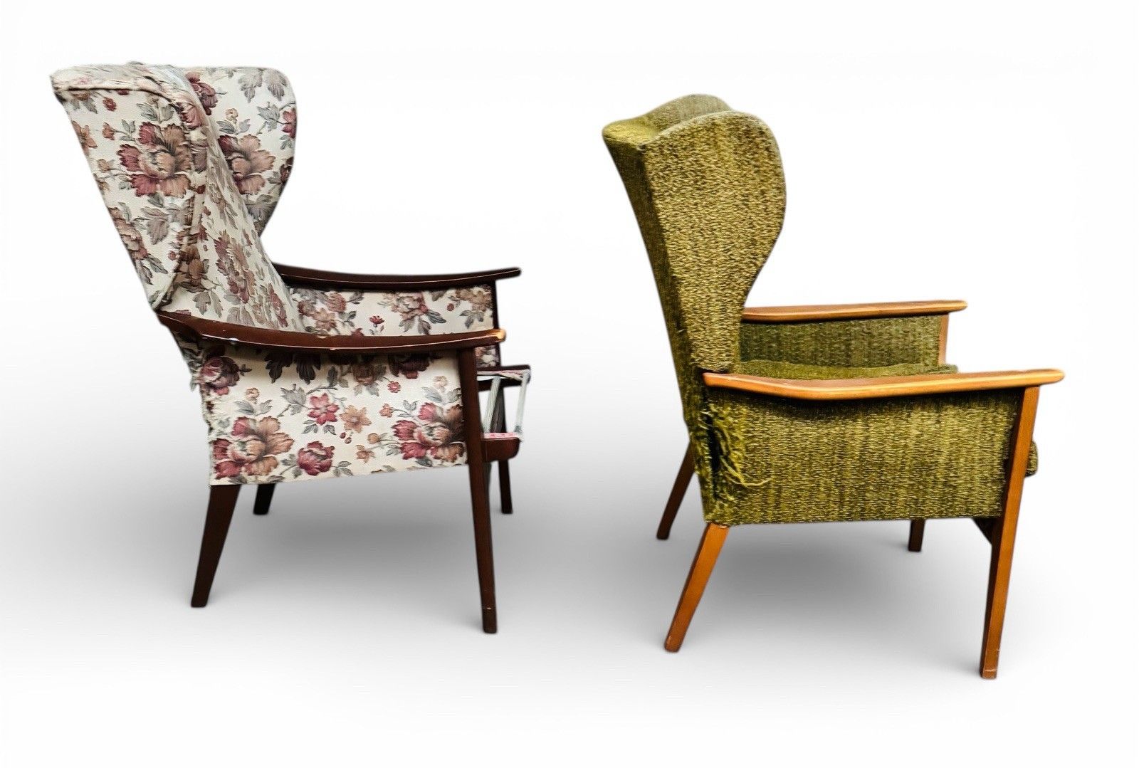 Two Mid Century Wing Back Beech Armchairs Parker Knoll And Cintique Project photo buy