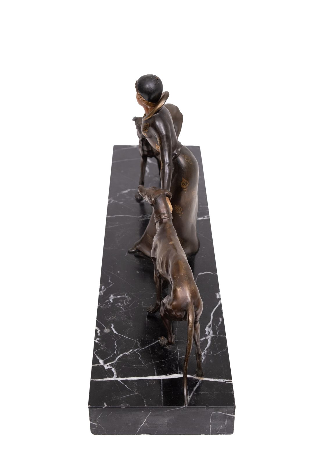 photo vinterior Art Deco Sculptuur Van Vrouw Met Windhonden, Jaren 1920/30, Frankrijk