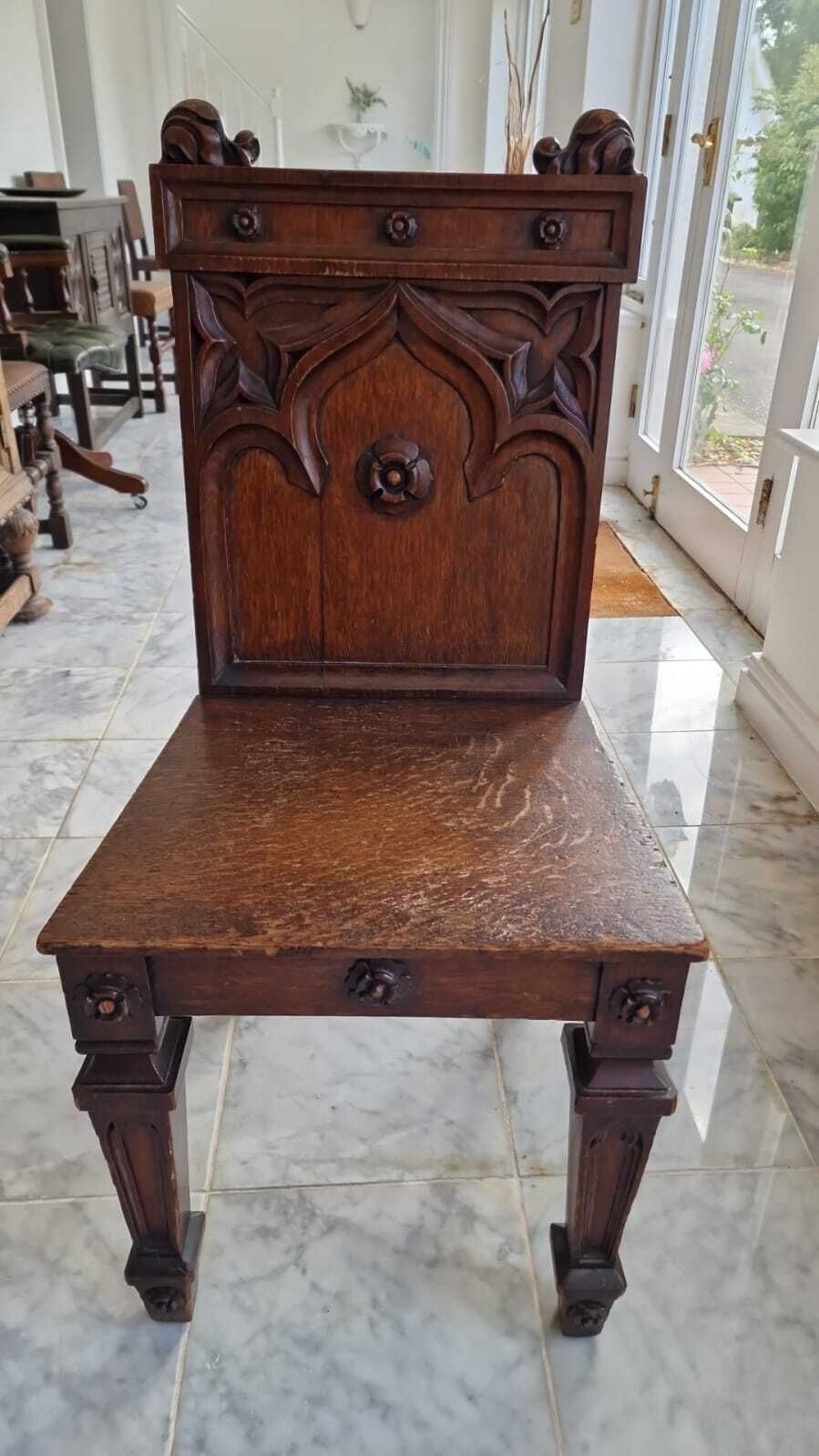 Stunning Church Style Hand Carved Wooden Chair photo furniture