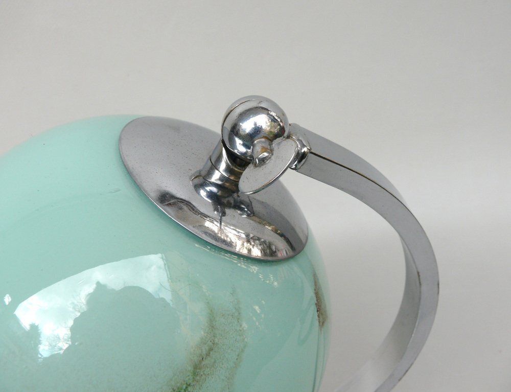 photo buy Art Deco Bedside Lamp In Chrome Plated & Glass Shade, 1930s