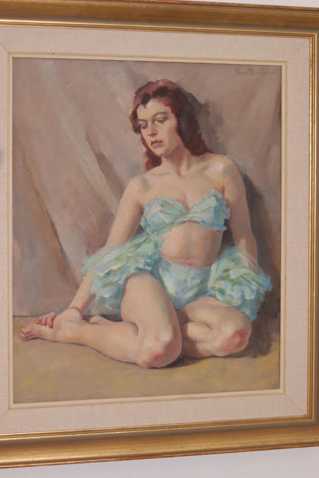 Original French Oil On Canvas – “Woman Portrait” By Philippe De Rougemont – Vintage & Framed – 72.5 × 64 Cm (28.5" × 25.2") photo for sale