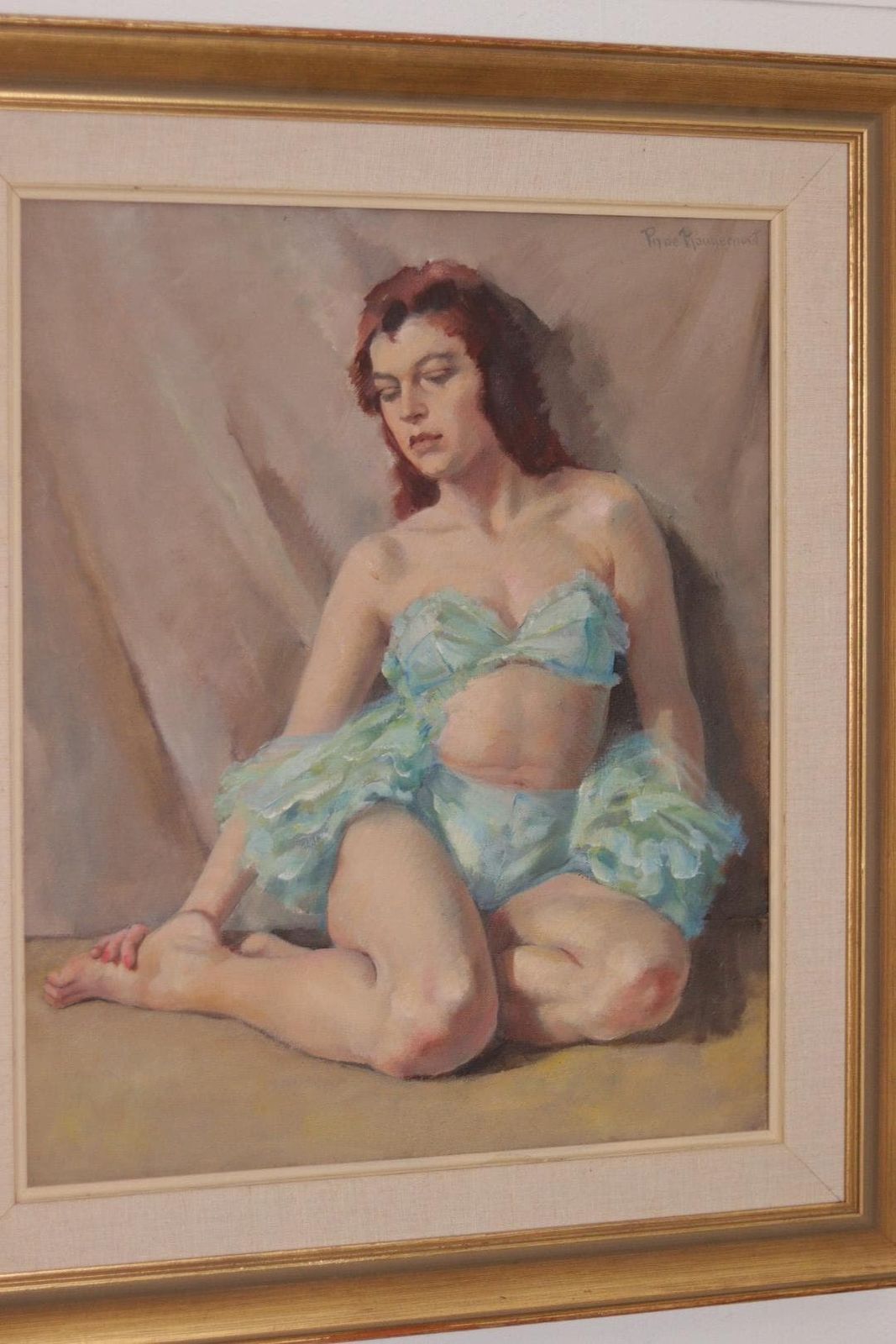 Original French Oil On Canvas – “Woman Portrait” By Philippe De Rougemont – Vintage & Framed – 72.5 × 64 Cm (28.5" × 25.2") photo vintage