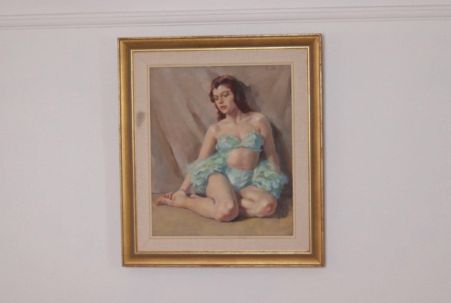 1275.0 Original French Oil On Canvas – “Woman Portrait” By Philippe De Rougemont – Vintage & Framed – 72.5 × 64 Cm (28.5" × 25.2") photo