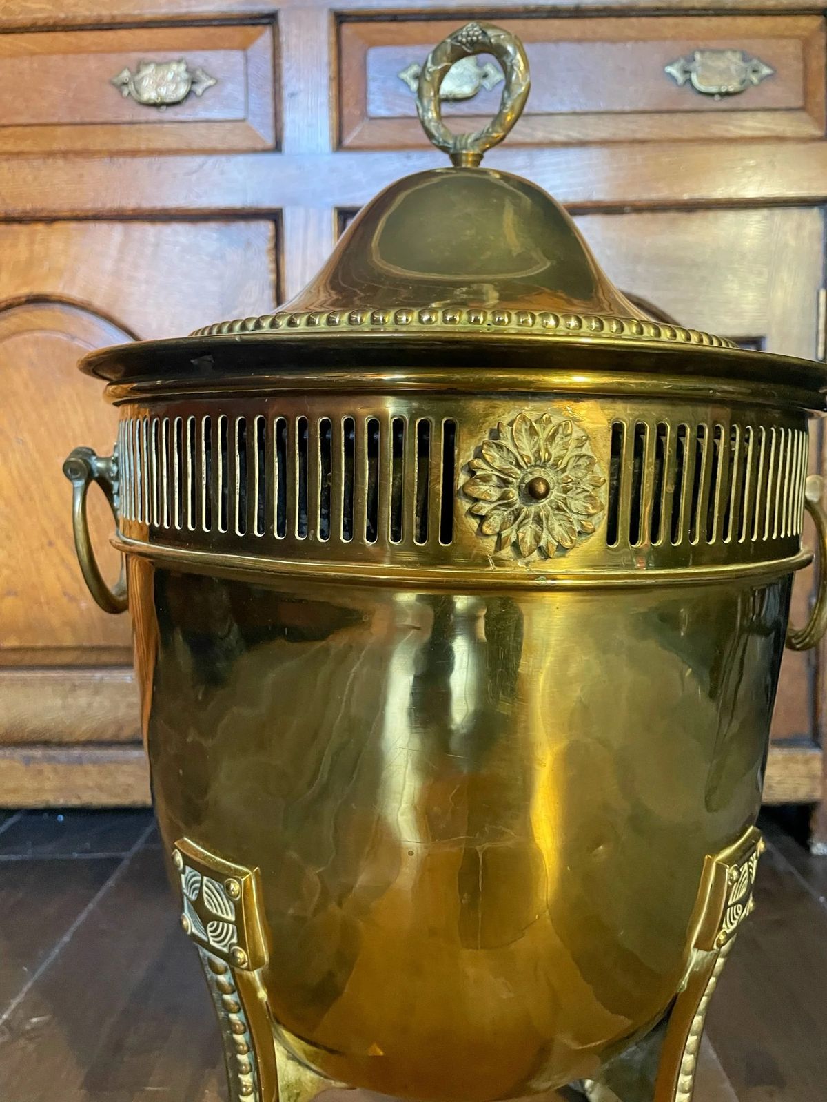19th C Brass Coal Bucket, 1800s photo Home Fixtures