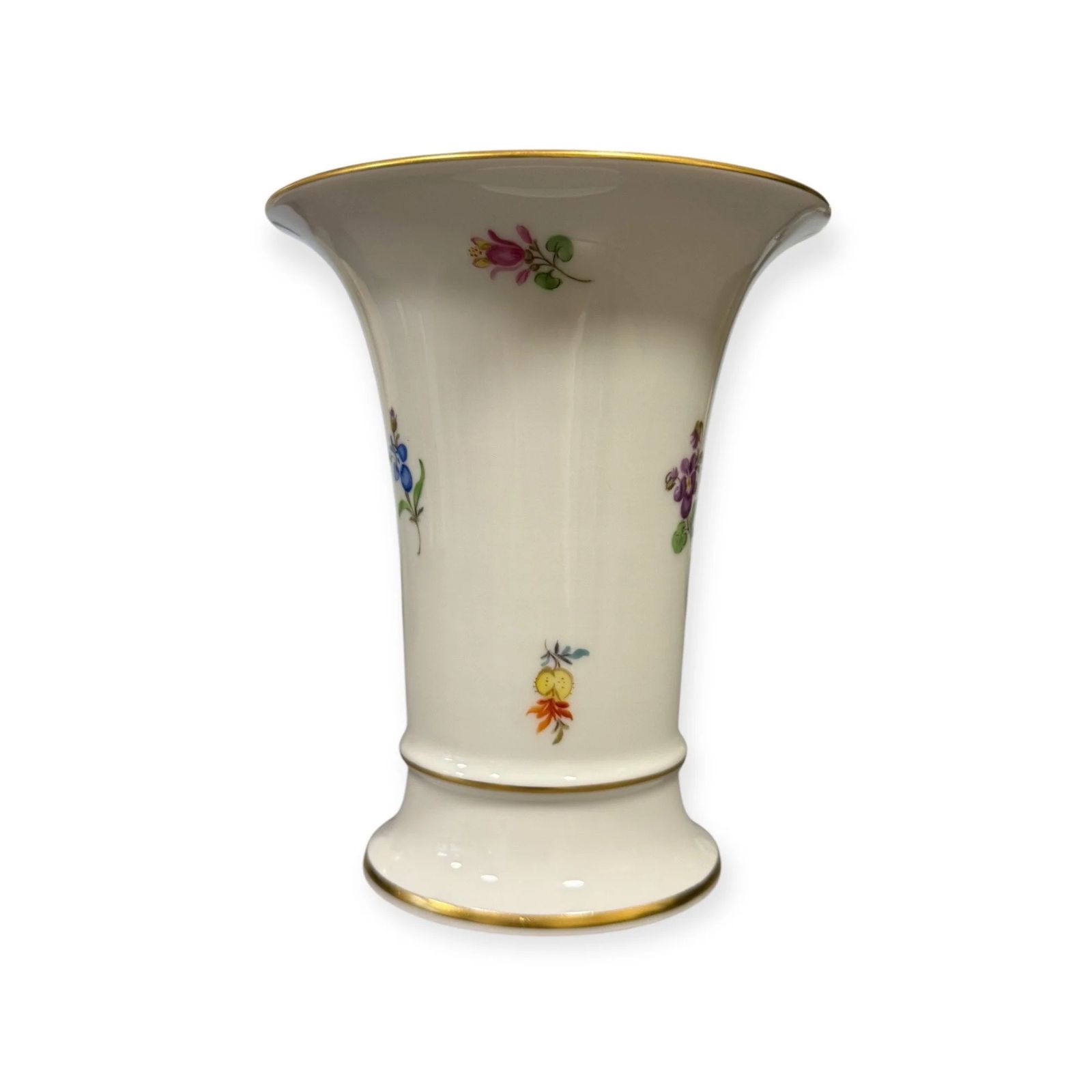 Meissen Porcelain Vase With Floral Sprigs & Gilt Rim Germany, C.1950s photo buy