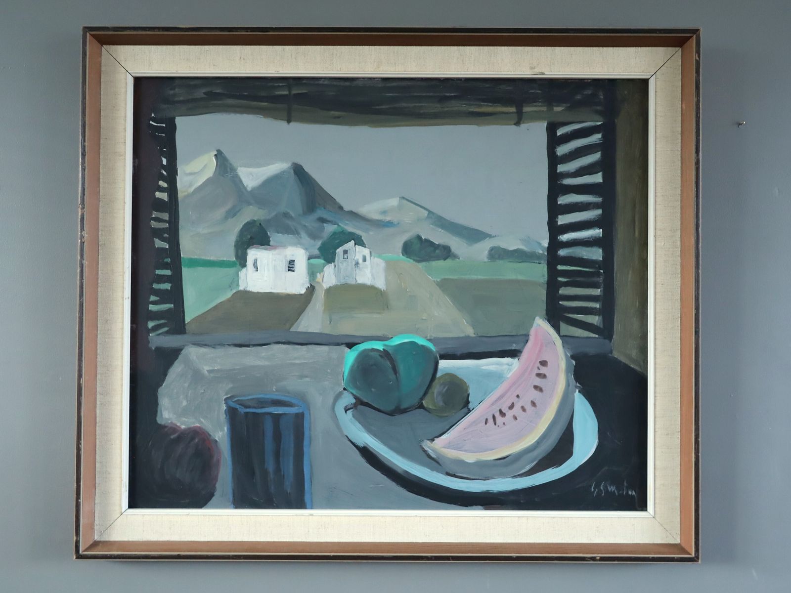 Still Life With Mountain View, Oil Painting