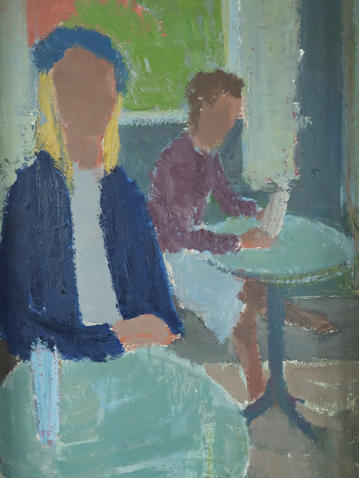 Cafe Corner  Oil Painting, Mid 20th Century photo vinterior