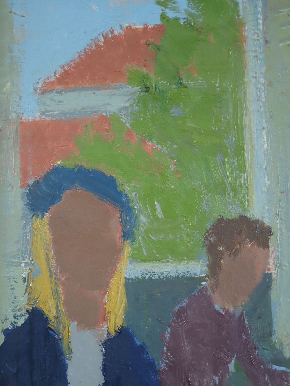 Cafe Corner  Oil Painting, Mid 20th Century photo buy