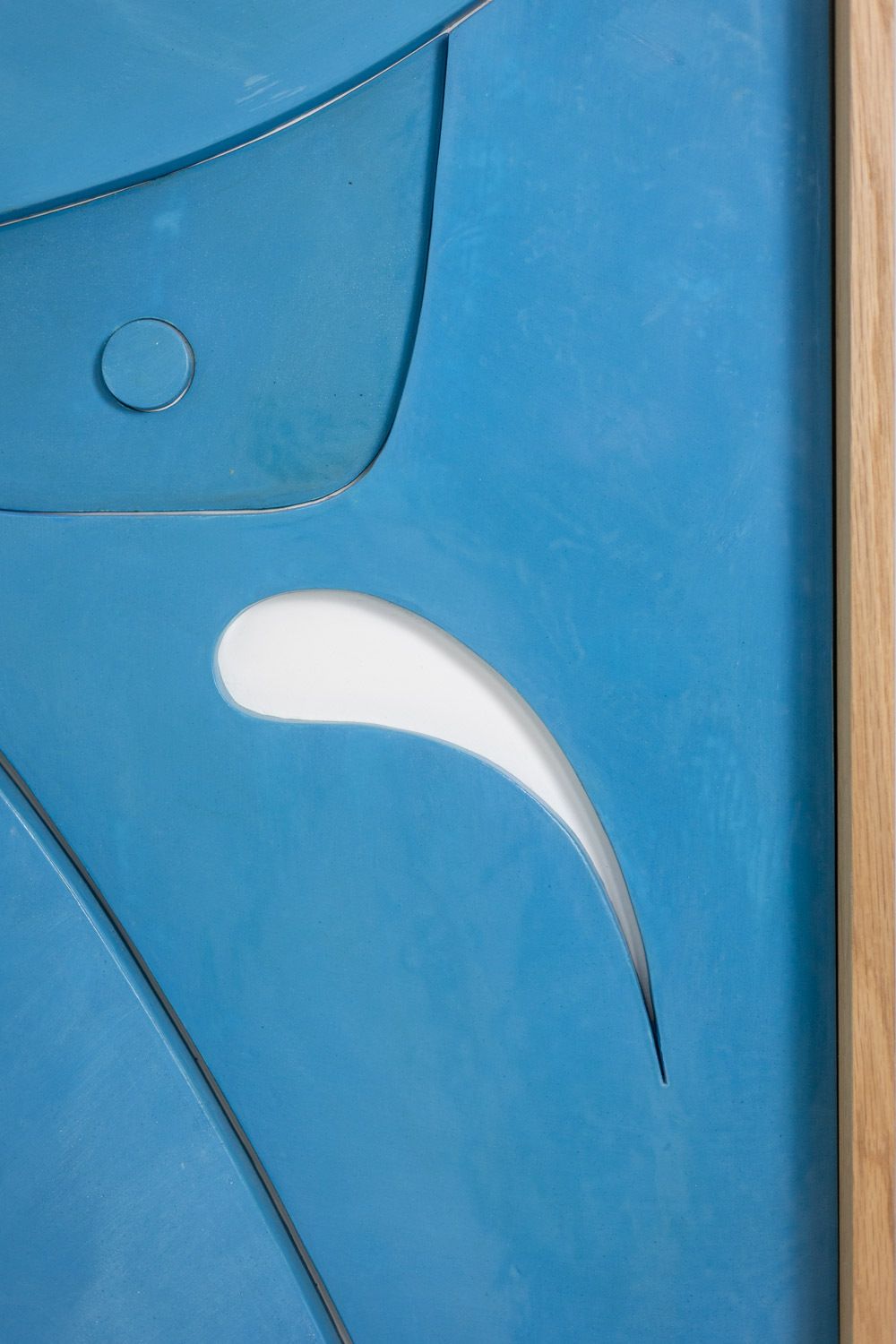 Blue Lacquered Wood Bas Relief. Contemporary Work By A French Artist. photo Art