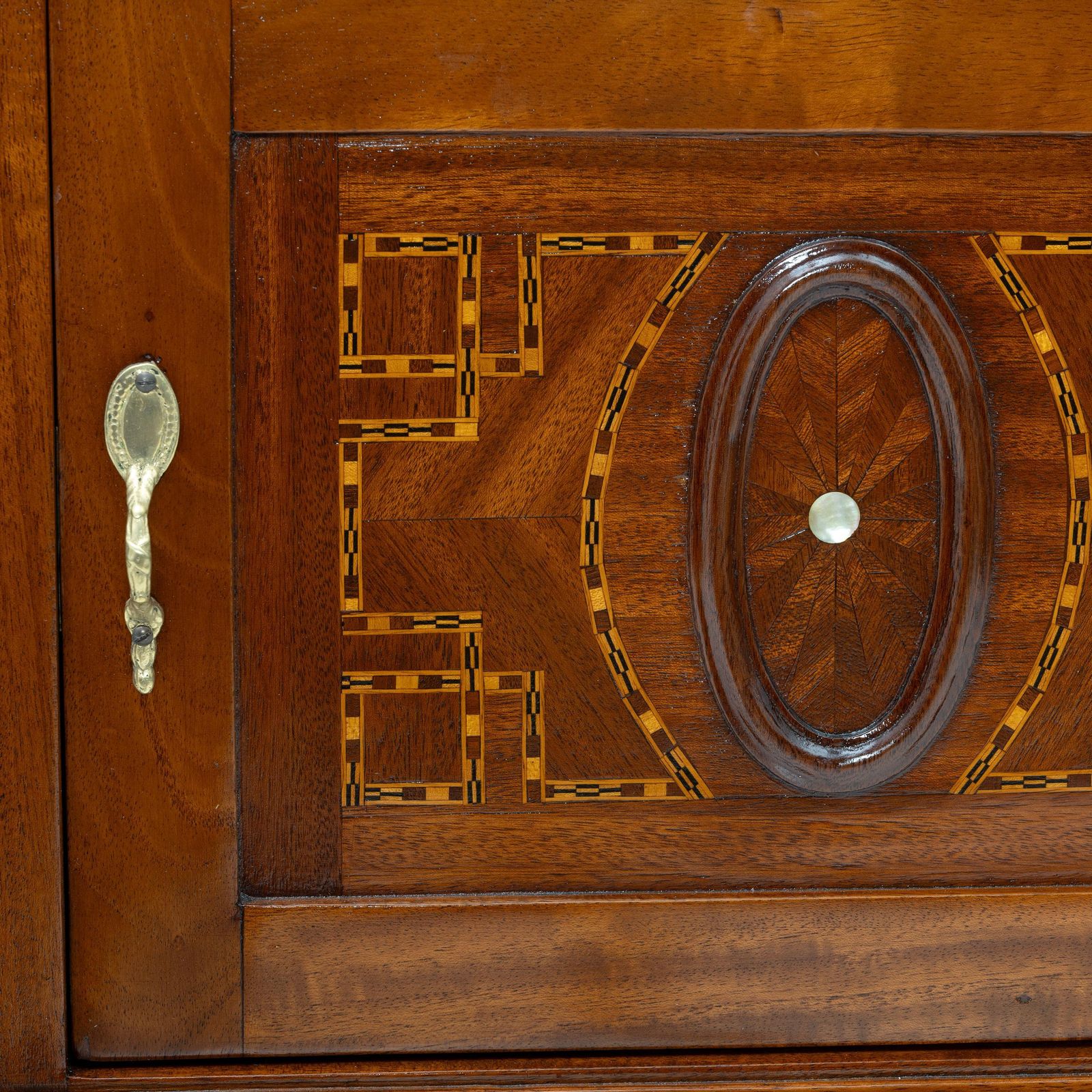 photo for sale Pair Of Louis XVI Style Bedside Tables With Inlays And Marble Top, Italy, 1920s