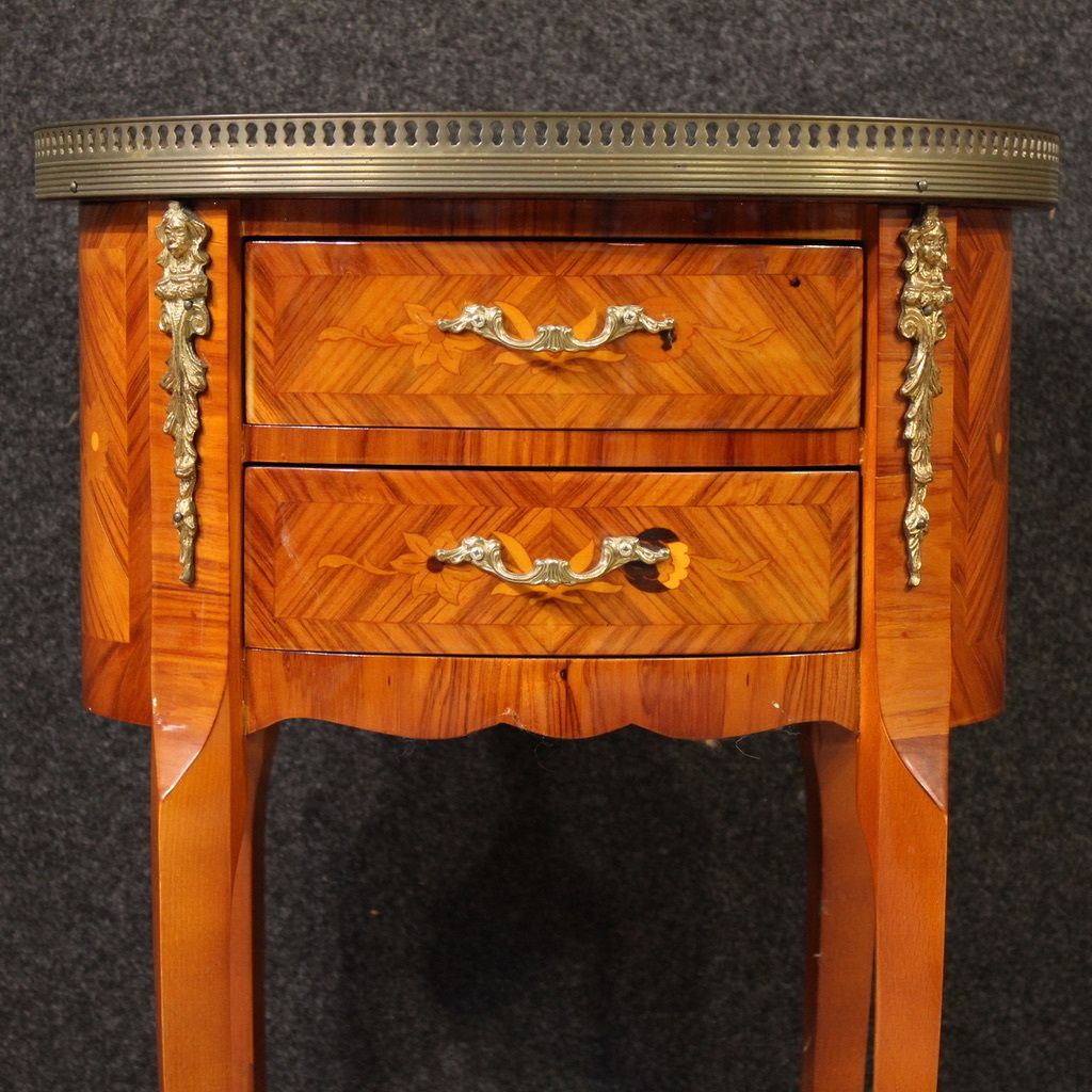 Pair Of 20th Century French Oval Inlaid Bedside Tables photo vinterior