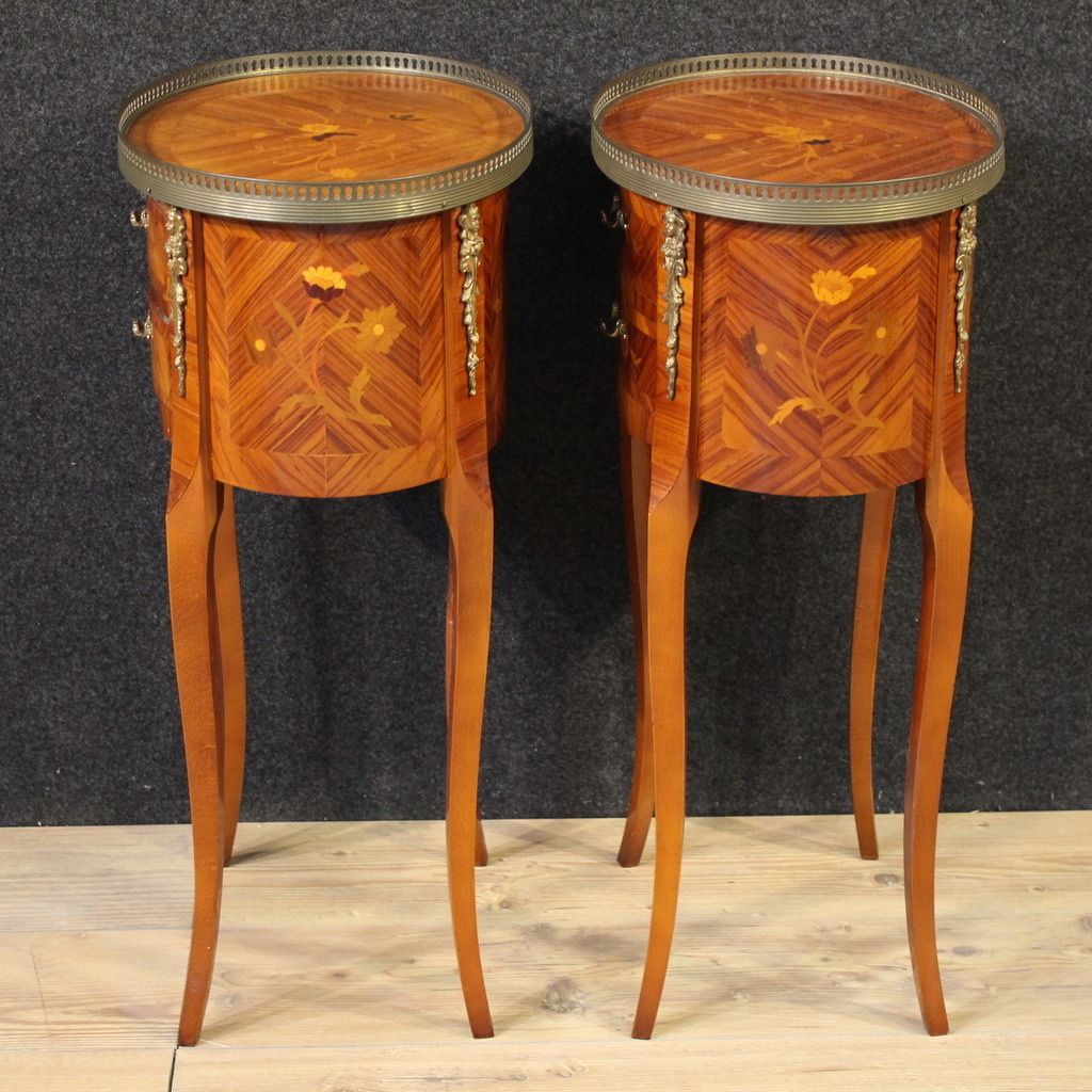 1900.0 Pair Of 20th Century French Oval Inlaid Bedside Tables photo