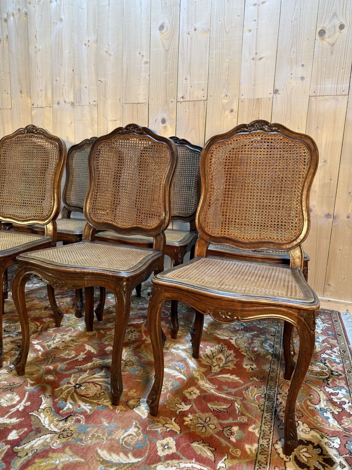 Suite De 10 Chaises De Style Louis XV En Noyer Et Cannage photo furniture