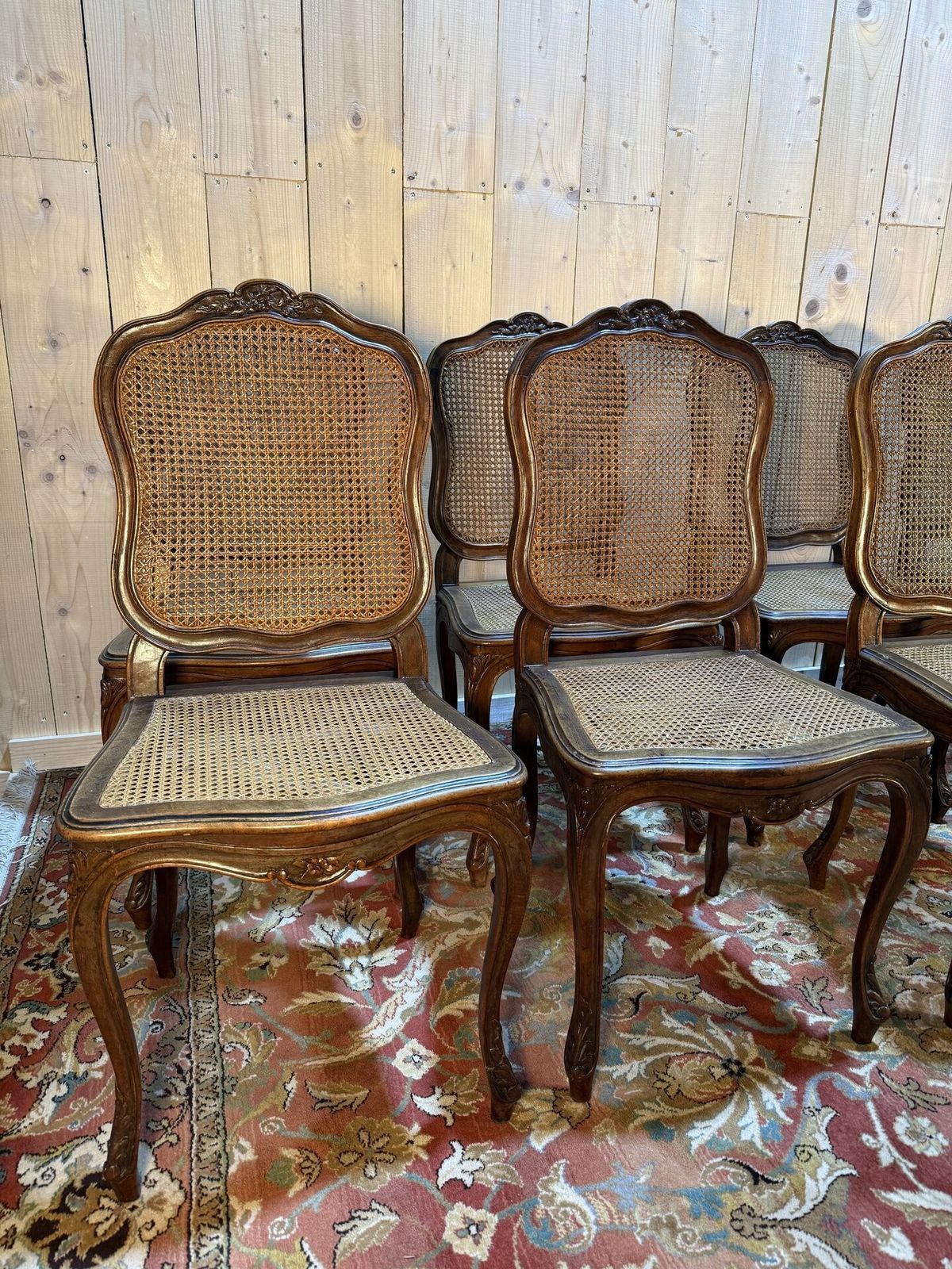 Suite De 10 Chaises De Style Louis XV En Noyer Et Cannage photo Furniture