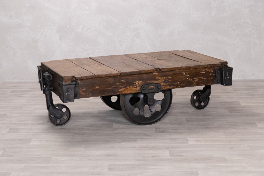 Industrial Style Trolley Cart Coffee Table photo Furniture