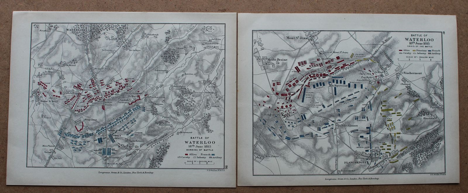 Two Plans Of The Battle Of Waterloo 18th June 1815