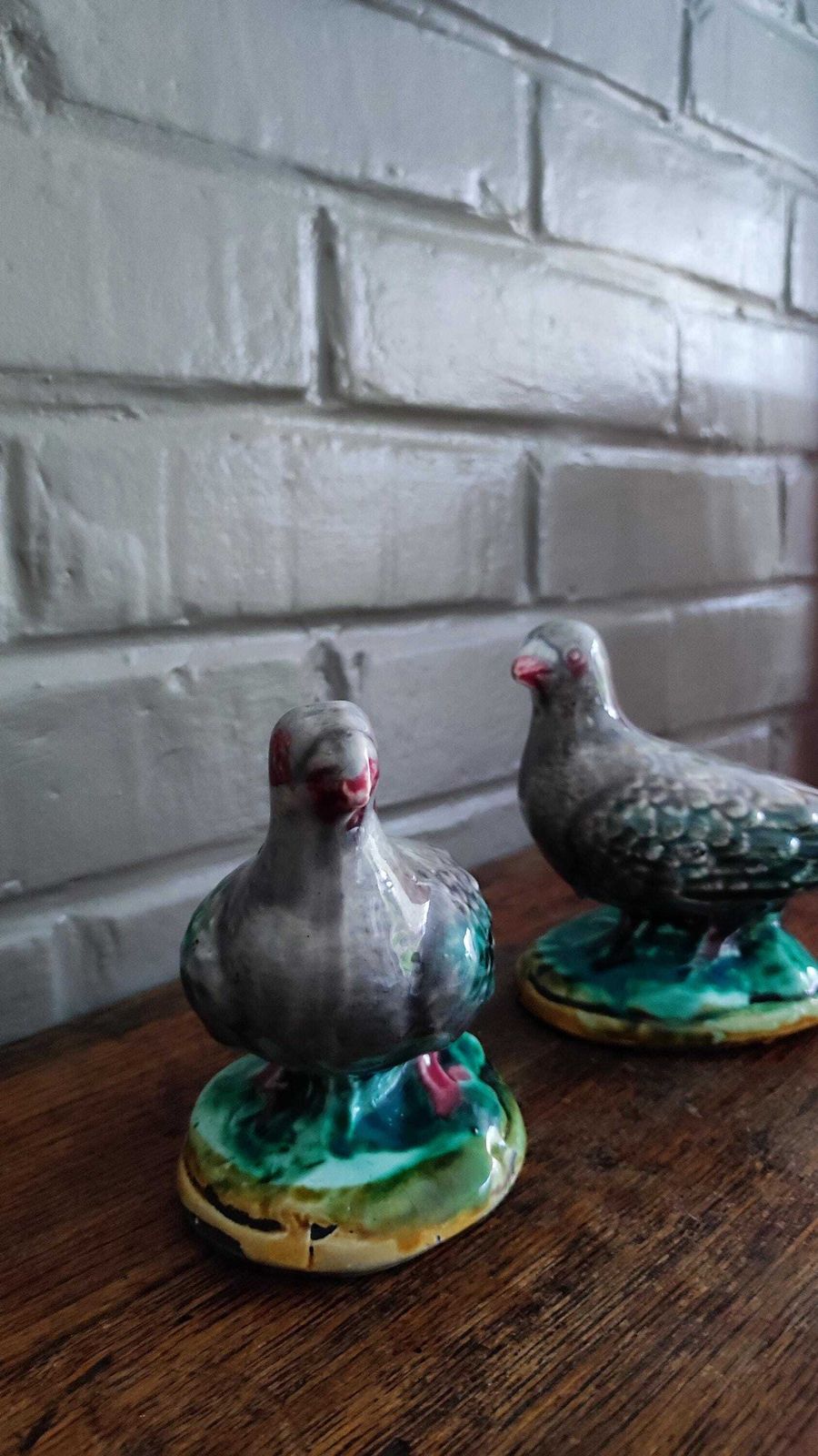 photo furniture Antique French Majolica Pigeon Money Boxes Pair By Onnaing