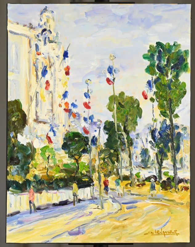 July 14 In Trouville, 1930s, Oil On Canvas photo for sale
