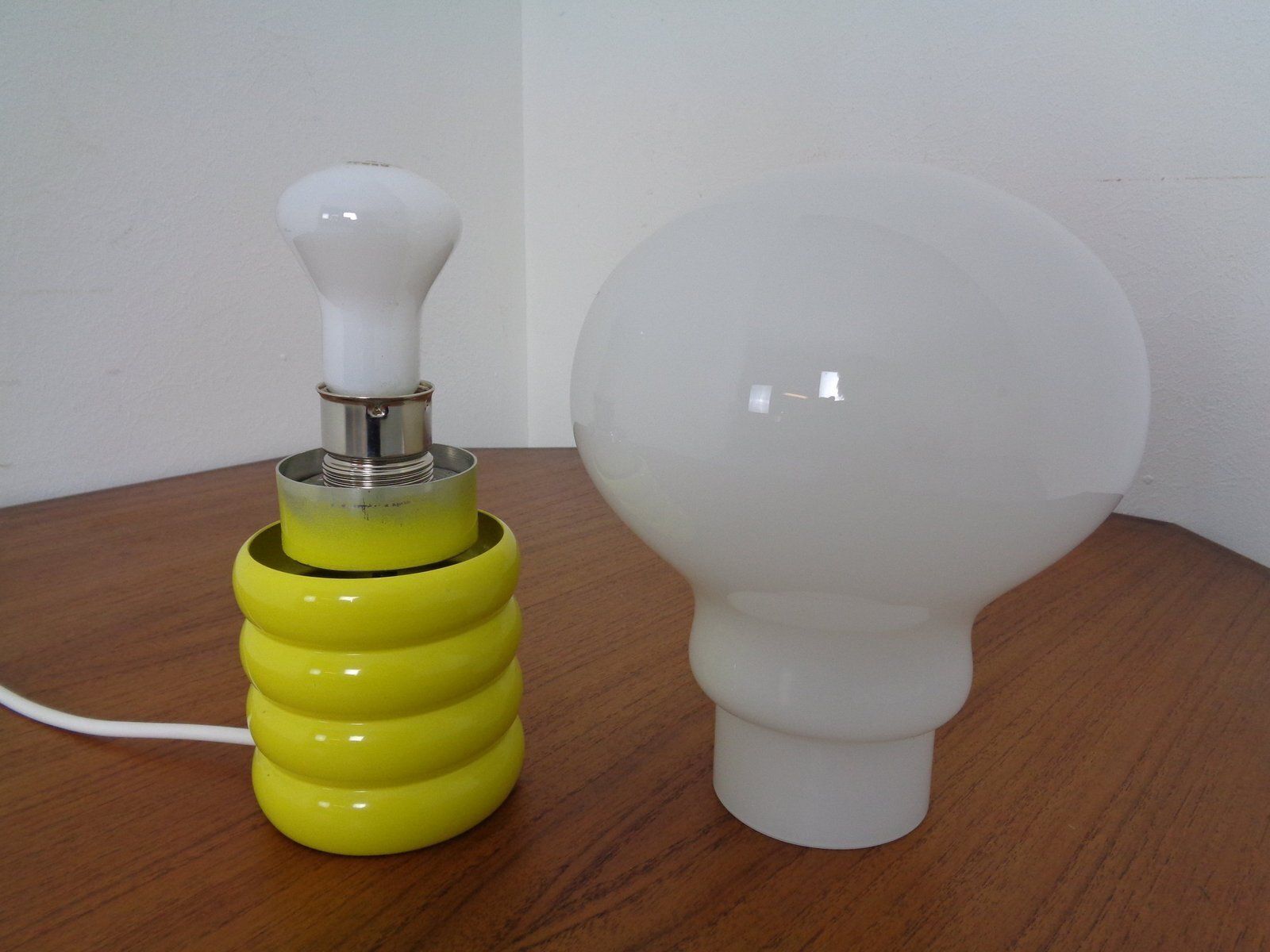photo for sale Yellow Opaline Glass Bulb Lamp By Ingo Maurer For M Design, 1960s
