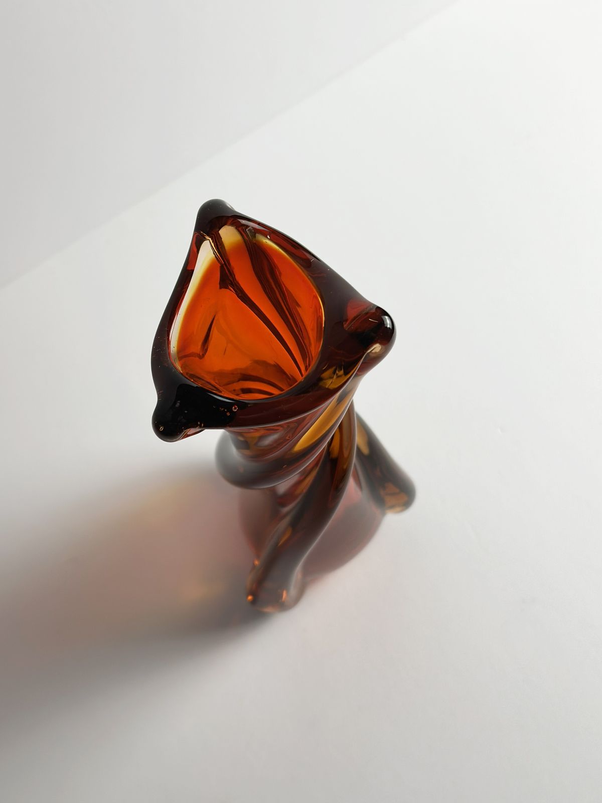1960s Murano Swung Glass Vase In Red & Amber Sommerso photo buy