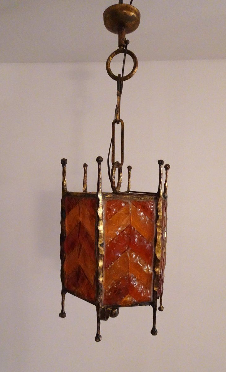 Mid Century Modern Brutalist Glass Pendant From Poliarte, 1970s photo vinterior
