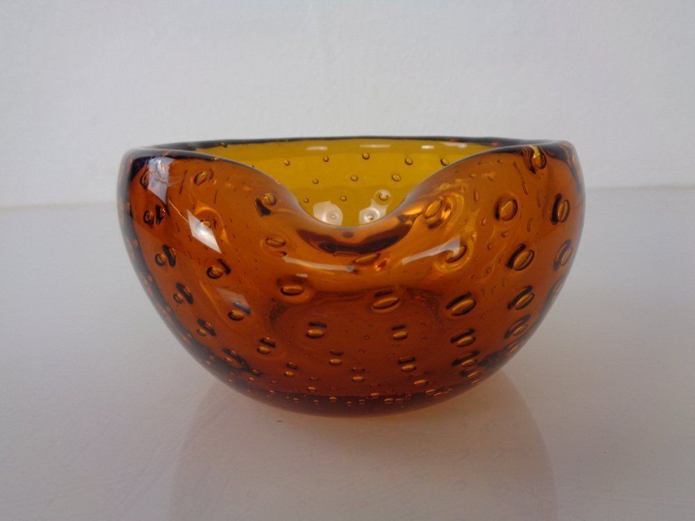 photo vintage Amber Sommerso Murano Glass Ashtray, Italy, 1960s