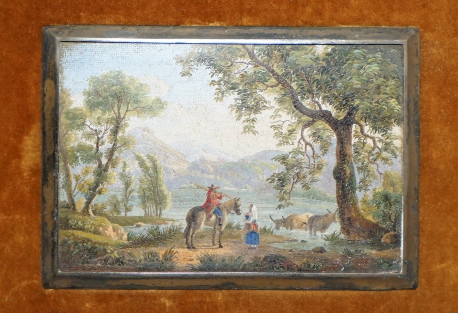 Pair Of Fine & Collectable Antique Circa 1820 Italian Rome Micromosaic Plaques photo vinterior
