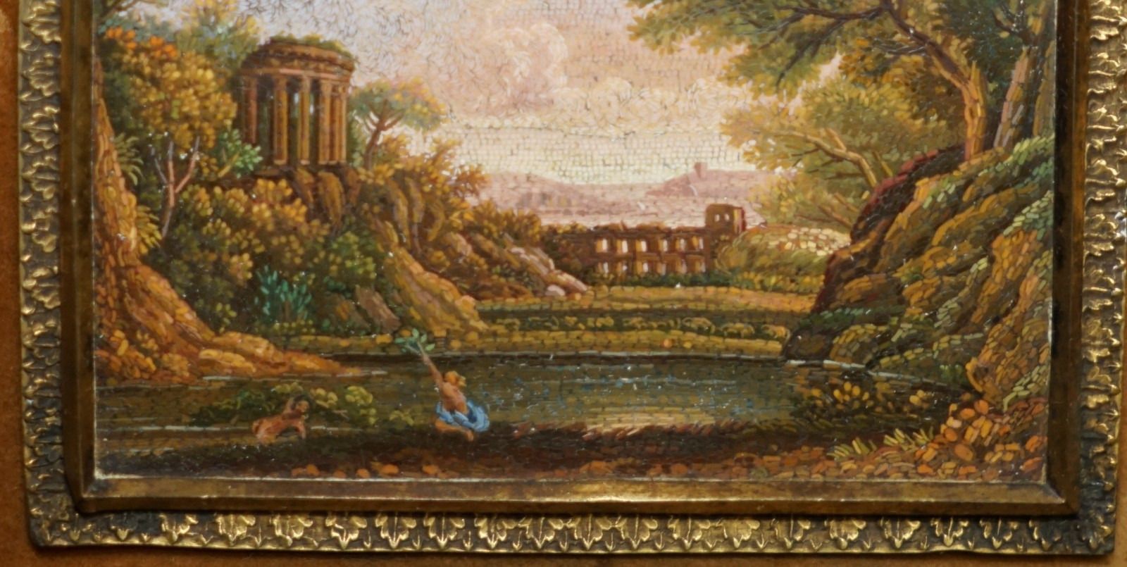 Home Decor Pair Of Fine & Collectable Antique Circa 1820 Italian Rome Micromosaic Plaques photo