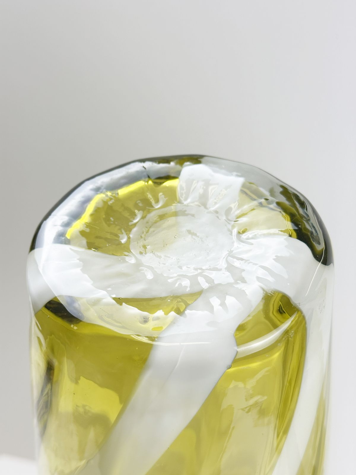 Pair Of Tall Glass Floor Vases, Lime Green, Italian Mid Century 1960s photo buy
