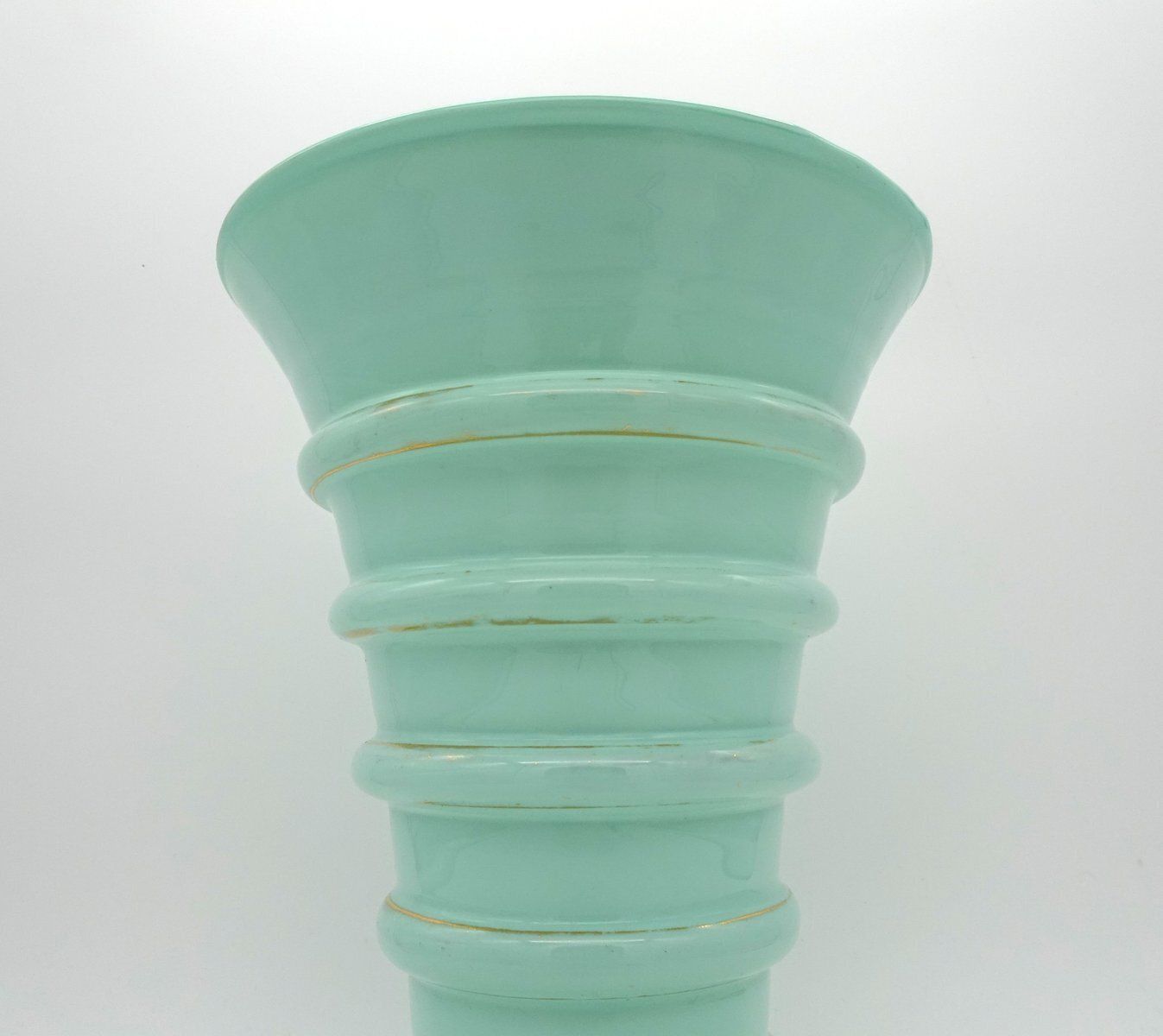 Art Deco Green Jadeite Art Glass Vase, 1920s photo 323.0