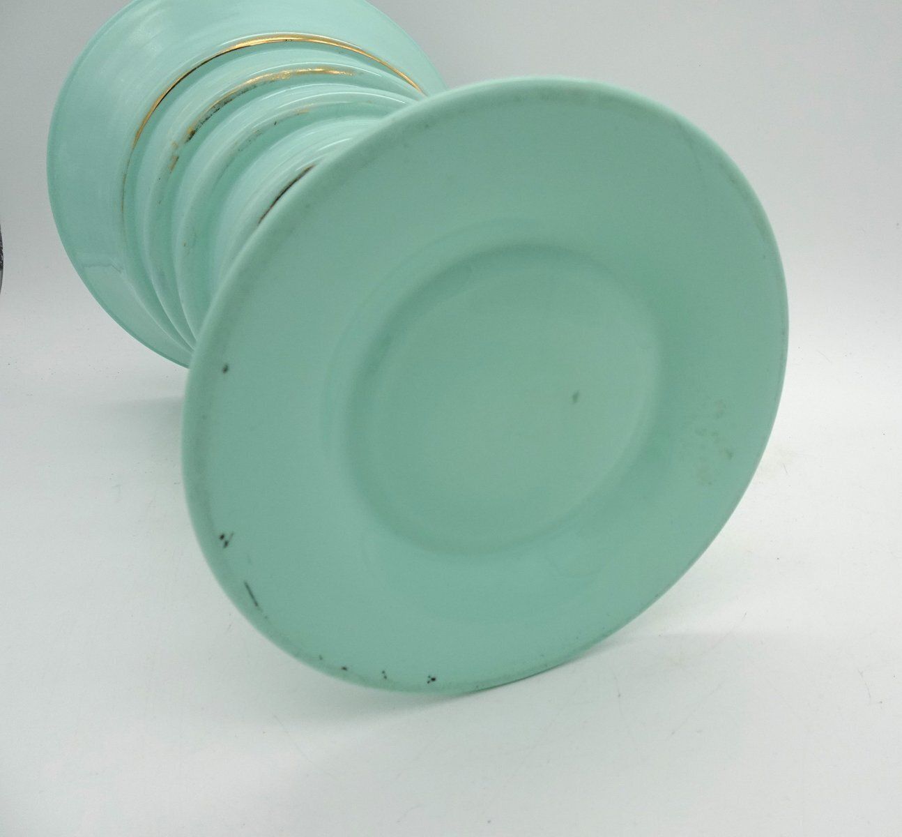Art Deco Green Jadeite Art Glass Vase, 1920s photo vintage