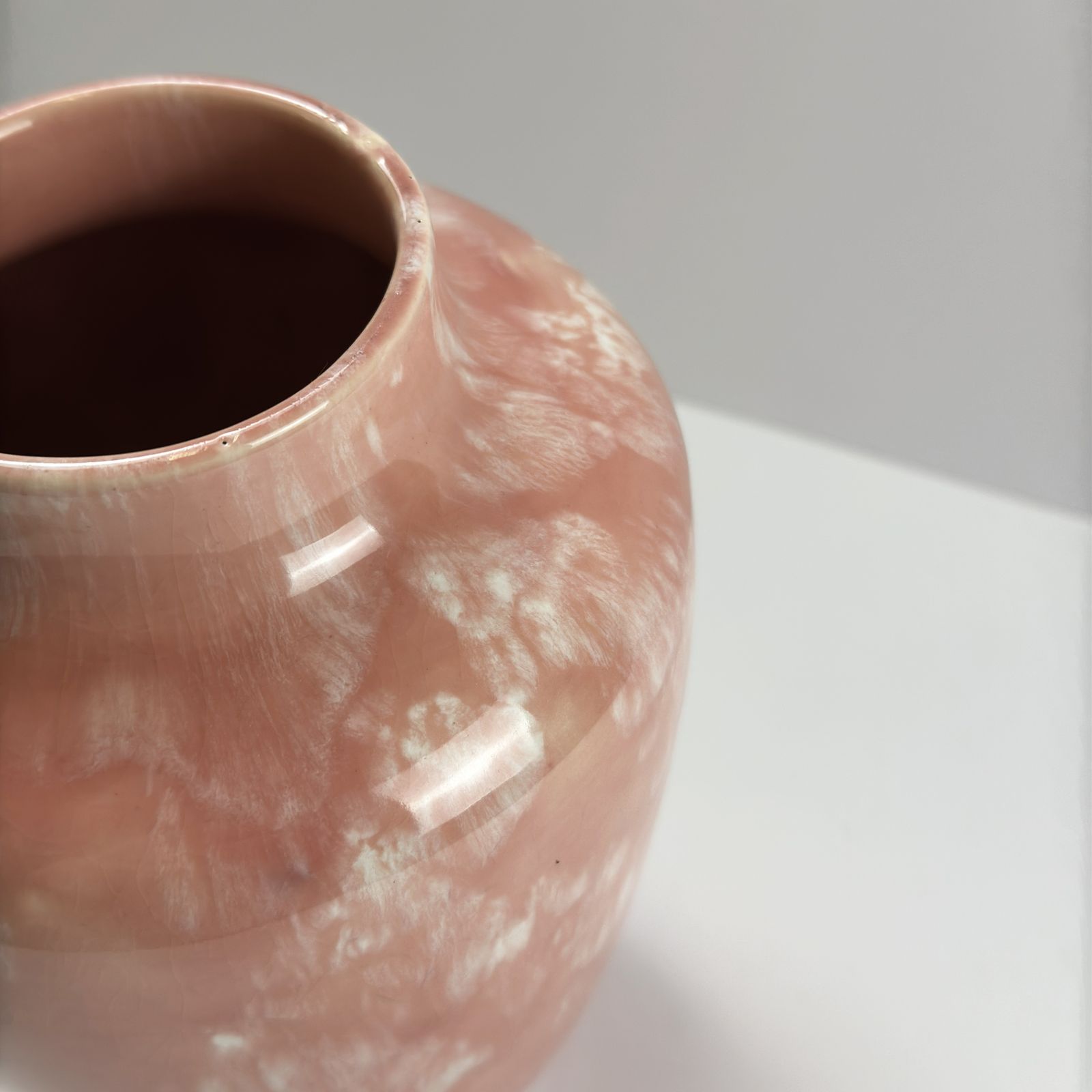 1920s Minton Hollins Astra Ware Rose Pink Drip Glaze Ceramic Vase photo vinterior