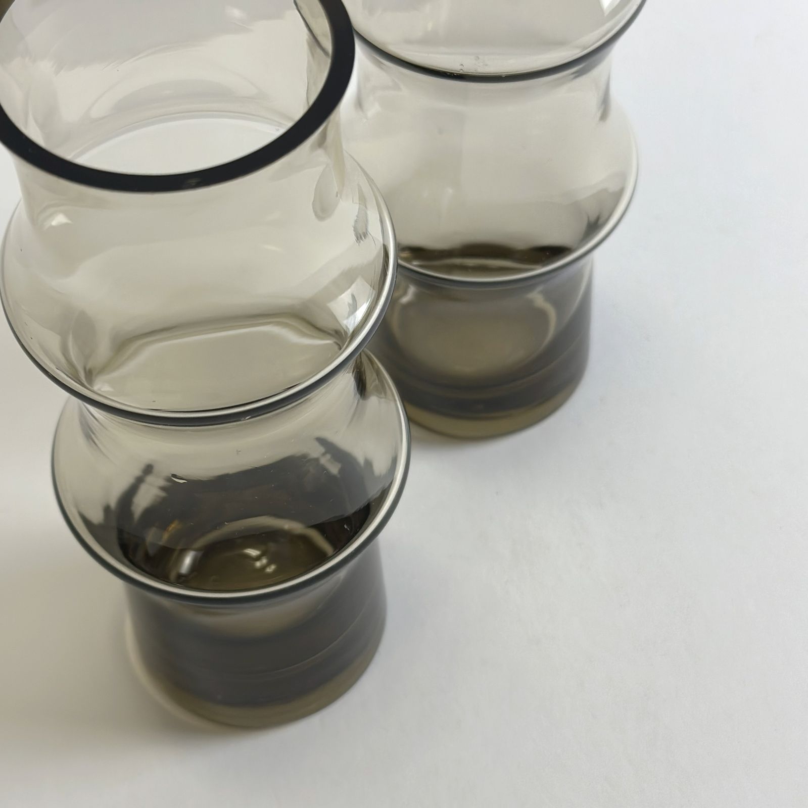 Pair Of Vintage Smoked Glass Vases, Eastern Europe, 1960s photo for sale