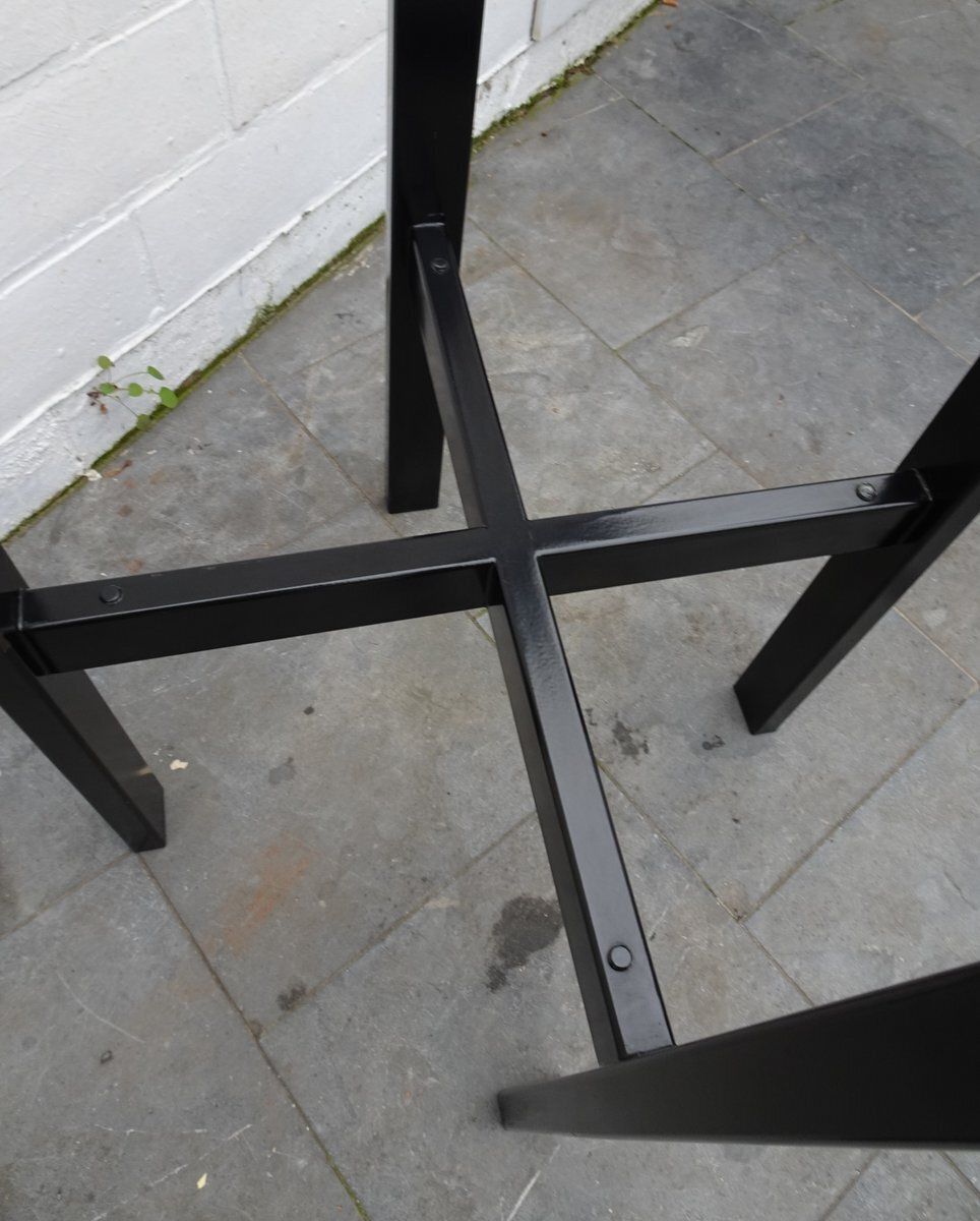 Minimalist High Metal And Smoke Glass 2 Tiered Side Table, 1980s photo buy