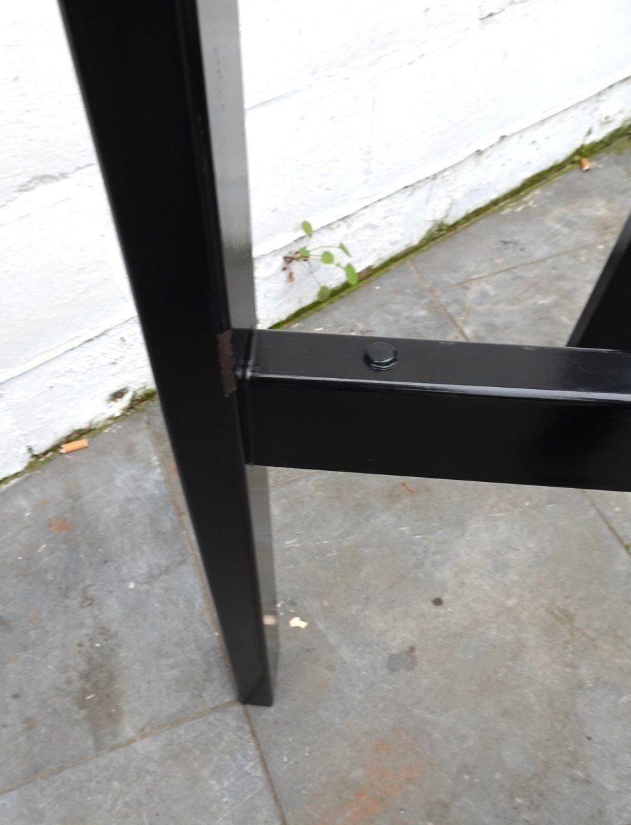 405.0 Minimalist High Metal And Smoke Glass 2 Tiered Side Table, 1980s photo