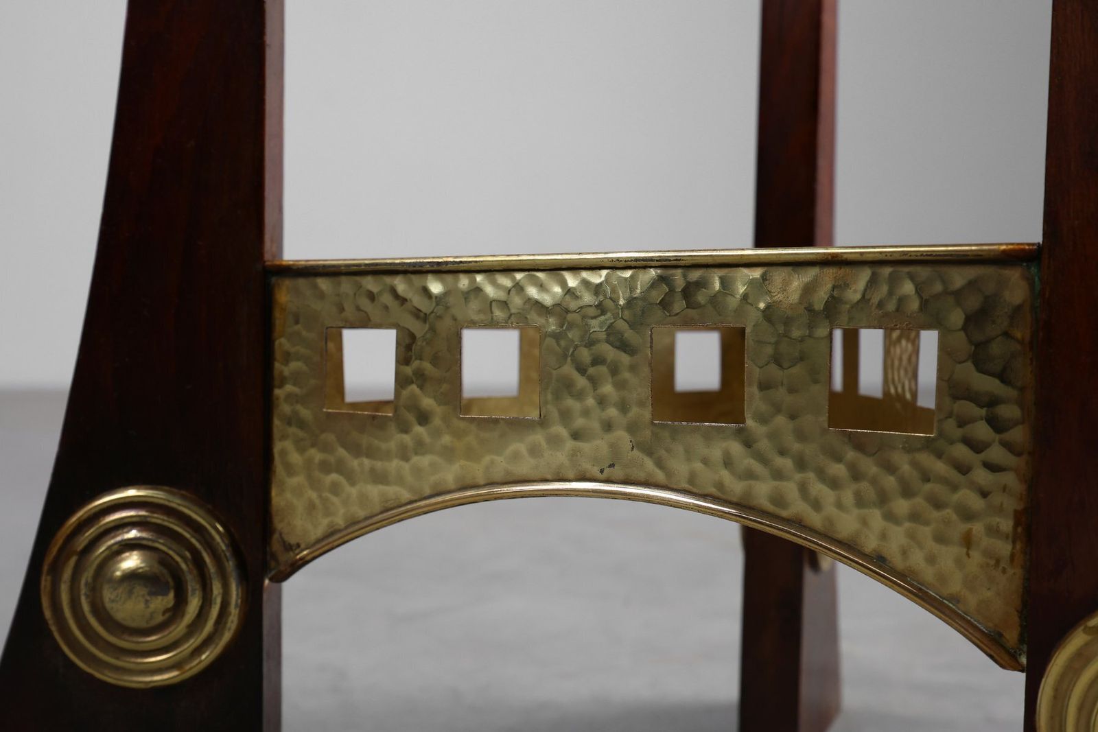Art Nouveau Pedestal In Wood And Brass, Belgium, 1910s photo vinterior