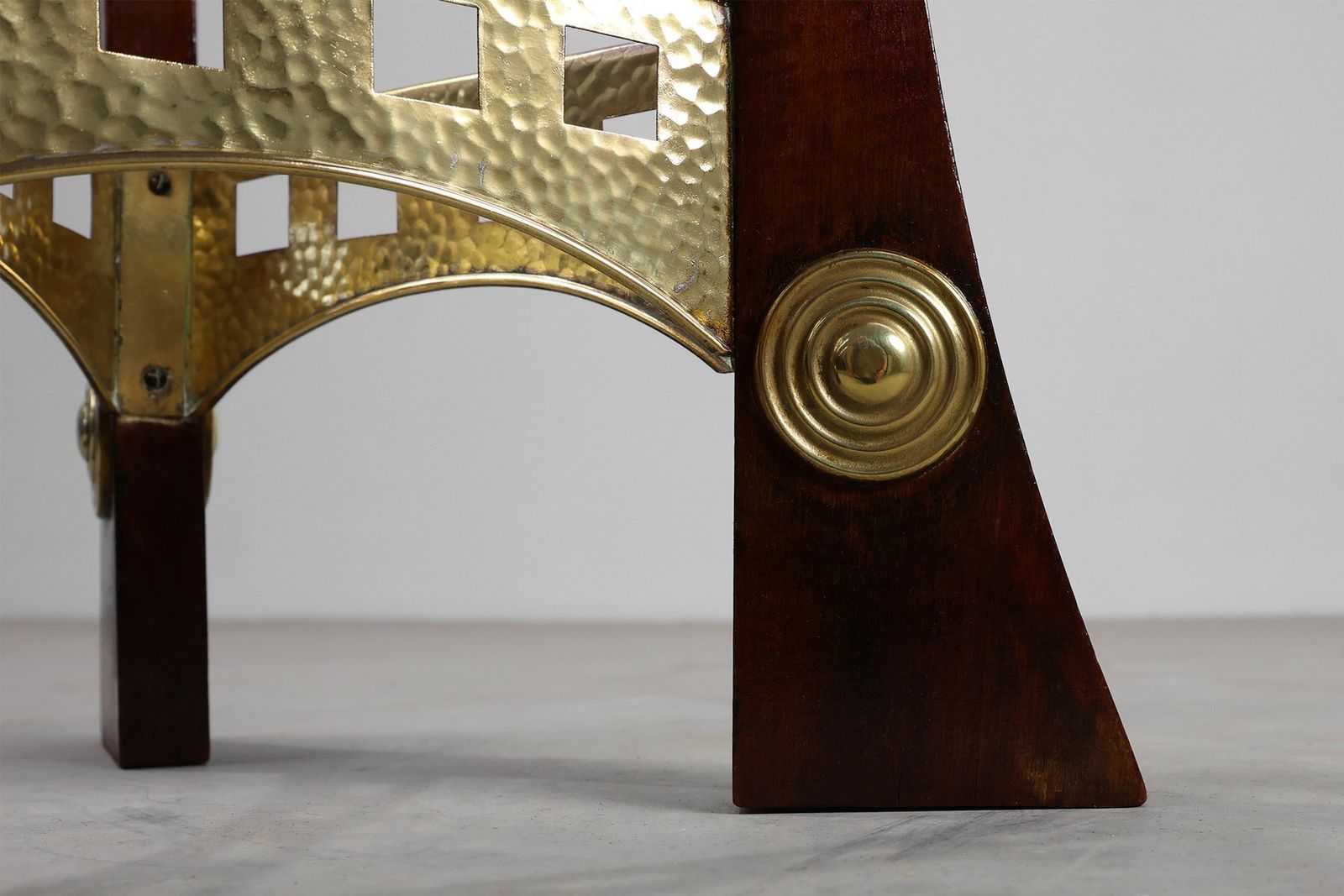 Art Nouveau Pedestal In Wood And Brass, Belgium, 1910s photo buy