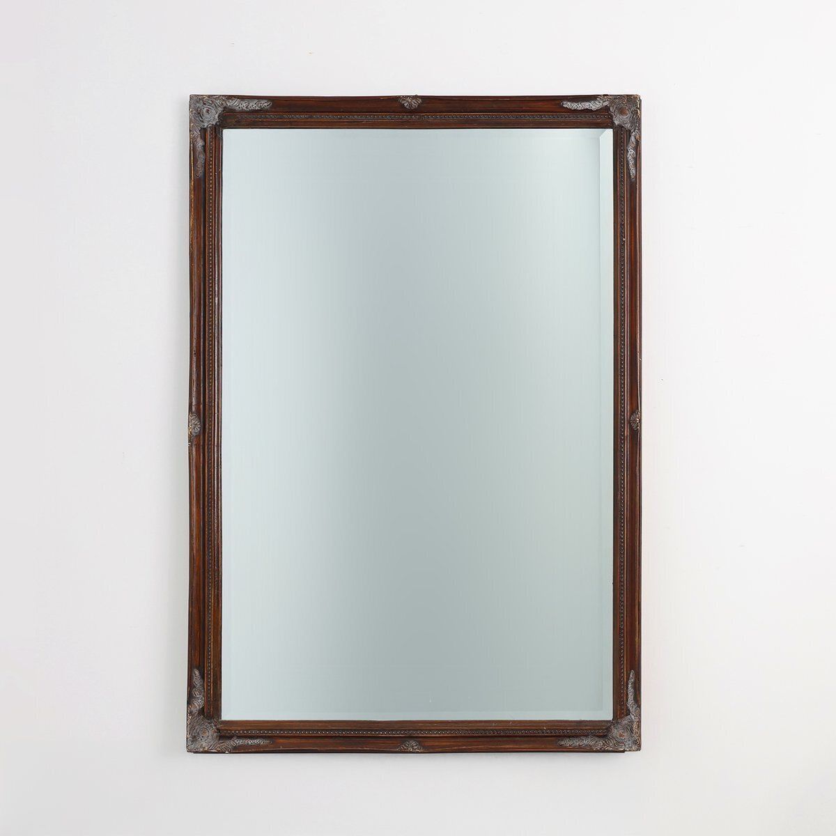 Antique Facet Cut Mirror With Carved Wood Frame, France, 1850s