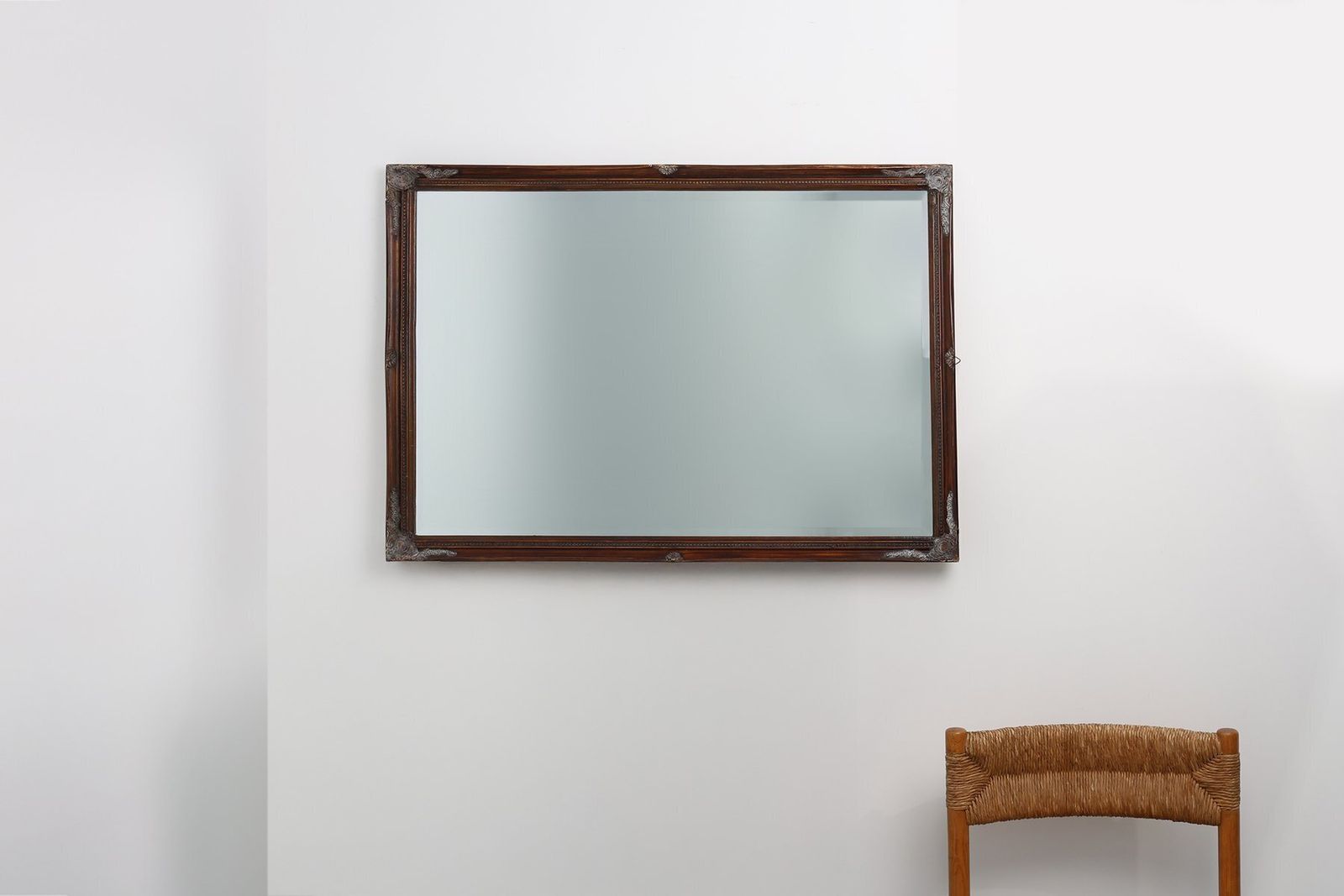 Antique Facet Cut Mirror With Carved Wood Frame, France, 1850s photo for sale